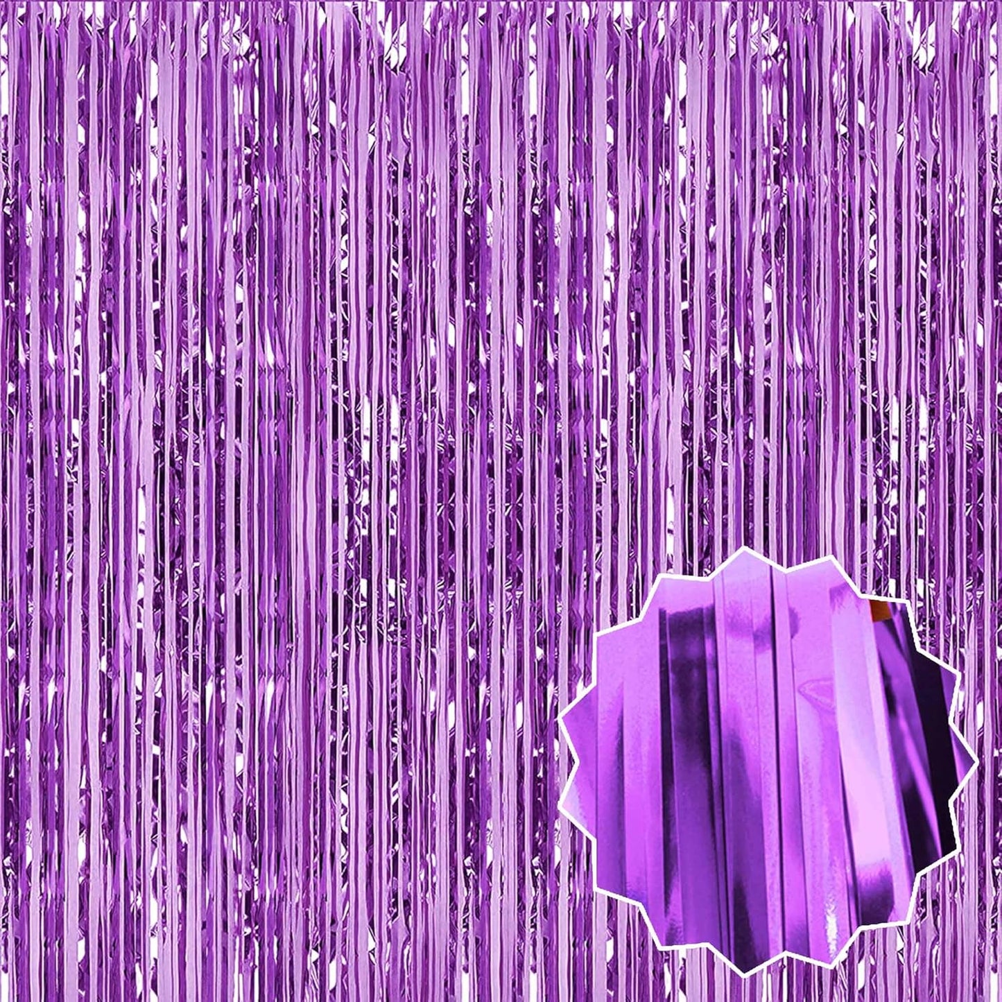 3 Pack Light Purple Foil Fringe Curtains Backdrop, 3.28 x 9.8 Ft Metallic Streamers Tinsel Curtains Background for Photo Booth, Birthday, Halloween, Christmas, Thanksgiving, New Year Party Decorations