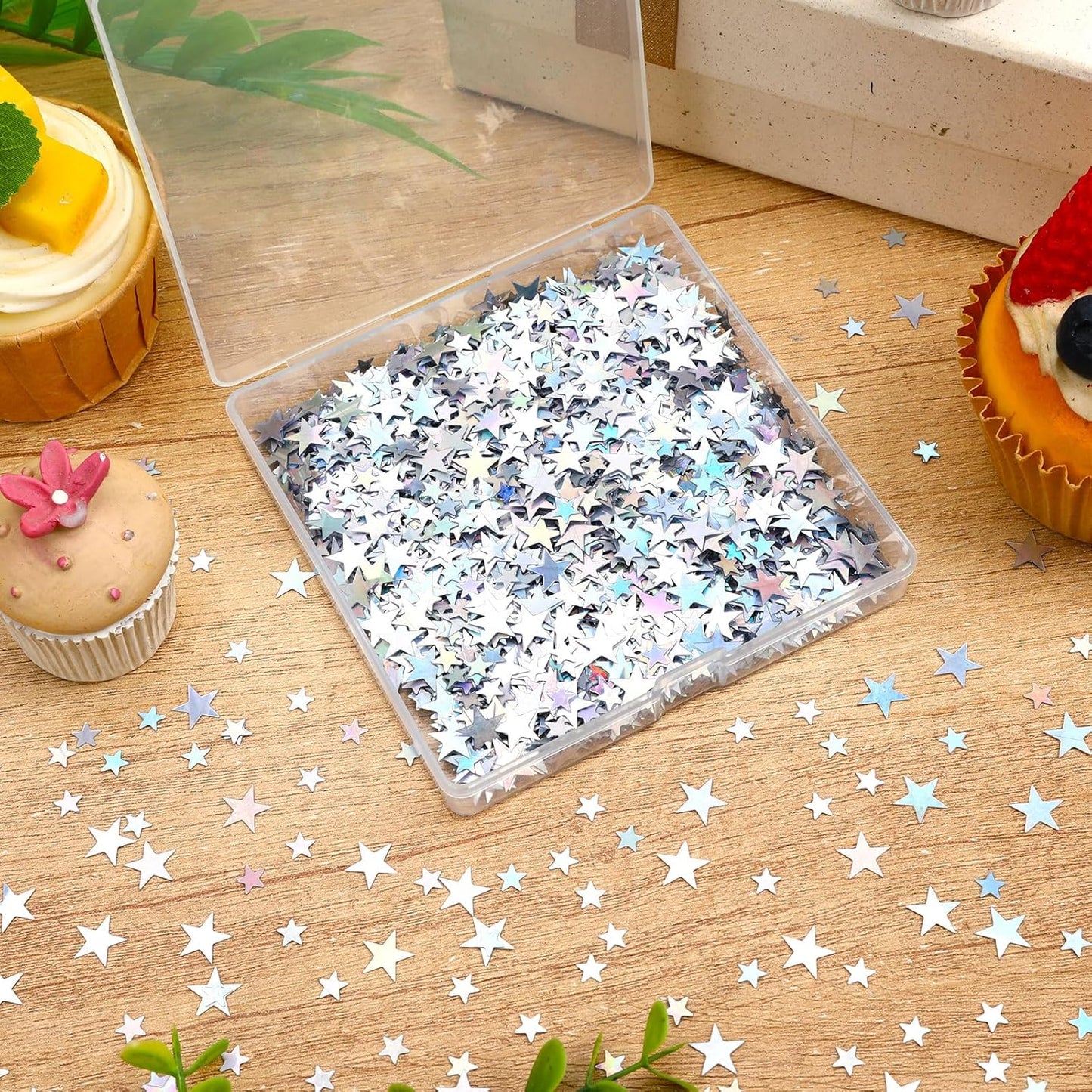 MARFOREVER Holographic Star Confetti, Glitter Star Confetti Birthday Star Scatter Table Iridescent Sequins Sprinkles Metallic Foil for Shower Wedding Christmas Party Decorations