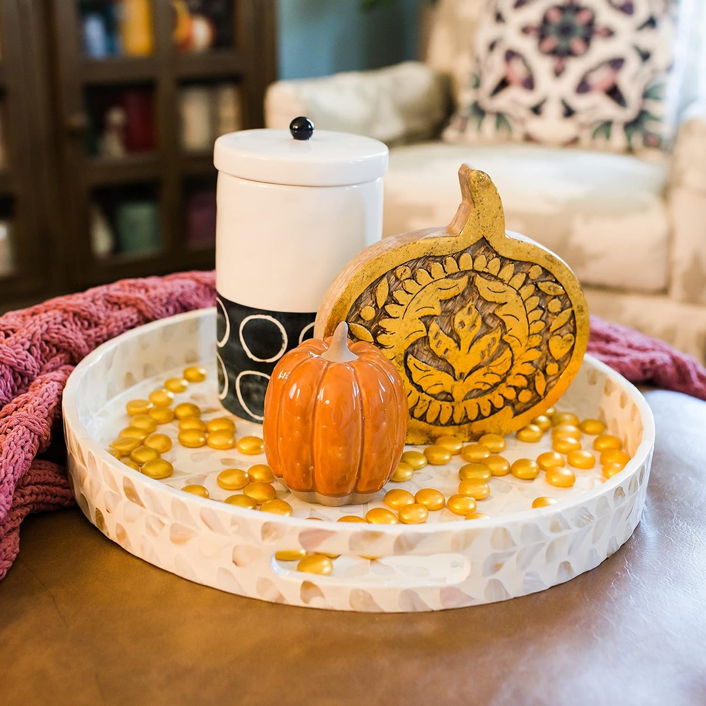 Galashield Flat Glass Marbles for Vases Gold Glass Gems Beads Pebbles Vase Filler (5 LBS, Approx. 540 PCS)