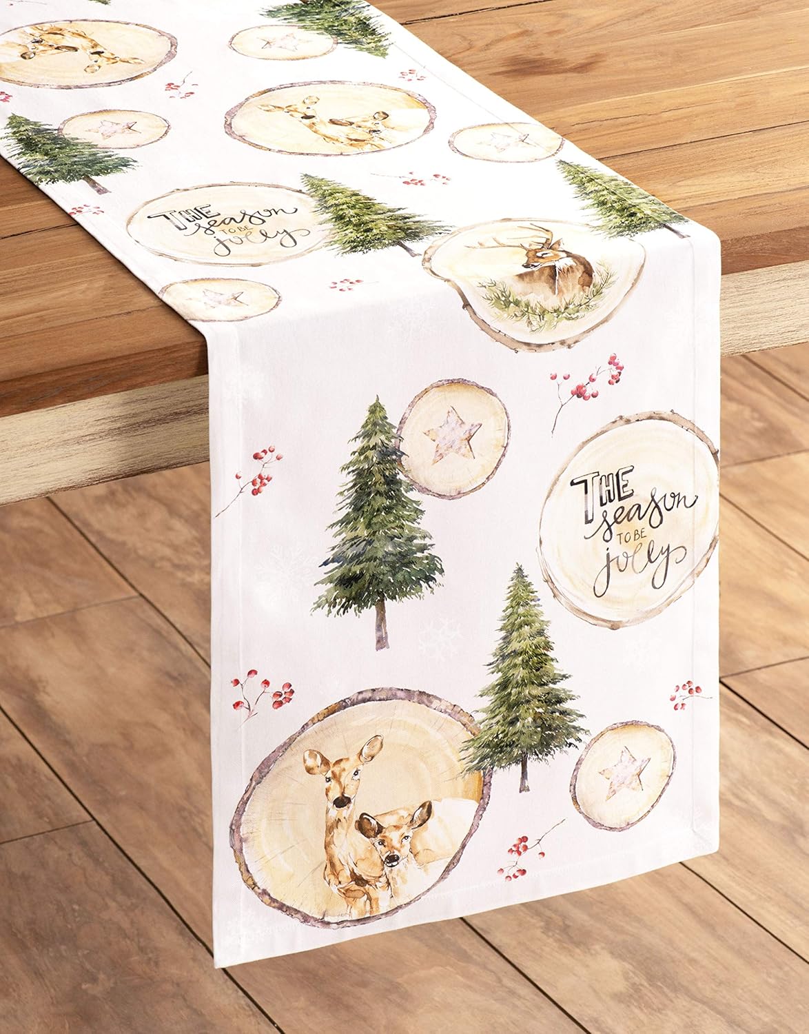 Maison d' Hermine Table Runner 100% Cotton Single Layer Table Runners 48 inches Long for Thanksgiving Christmas Decorations Home Kitchen Dining Party Wedding (Mountain Life, 14.5" x 48")