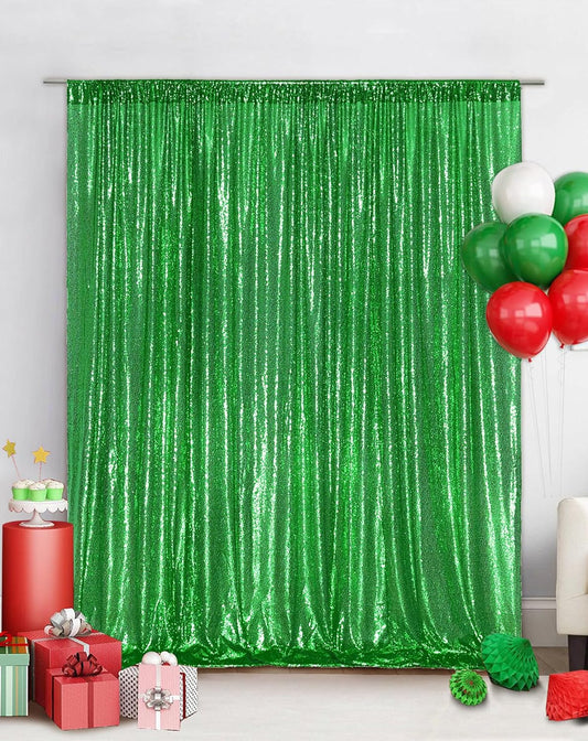 Eternal Beauty Green Sequin Backdrop, 20x10 Ft Glitter Background Curtains for Christmas Shimmer Photography Party Wedding Birthday Back Drop Decor