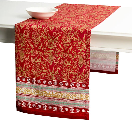 Maison d' Hermine Table Runner 100% Cotton Single Layer Table Runners 108 inches Long for Thanksgiving Christmas Decorations Home Kitchen Dining Party Wedding (Sofia, 14.5" x 108")