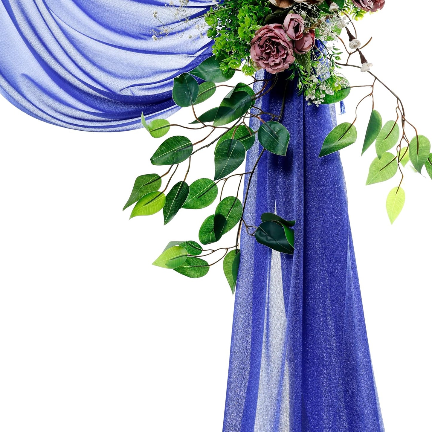 VDS Pack of 1 Panel (30 Inch X 20 Feet) Wedding Arch Draping Fabric Sheer Chiffon Fabric Drapery for Wedding Ceremony Reception Swag Backdrop Canopy Chuppah ARBO Altars Decoration (Royal Blue)