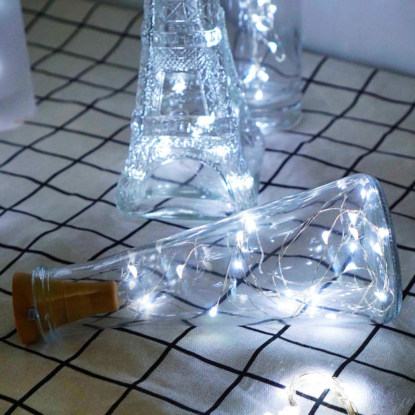 Decorman Upgraded 10 Pack Solar Wine Bottle Lights 20 LEDs Waterproof Silver Wire Cork Lights for Party, Wedding, Christmas, Holiday, Outdoor, Garden, Patio, Pathway Decor