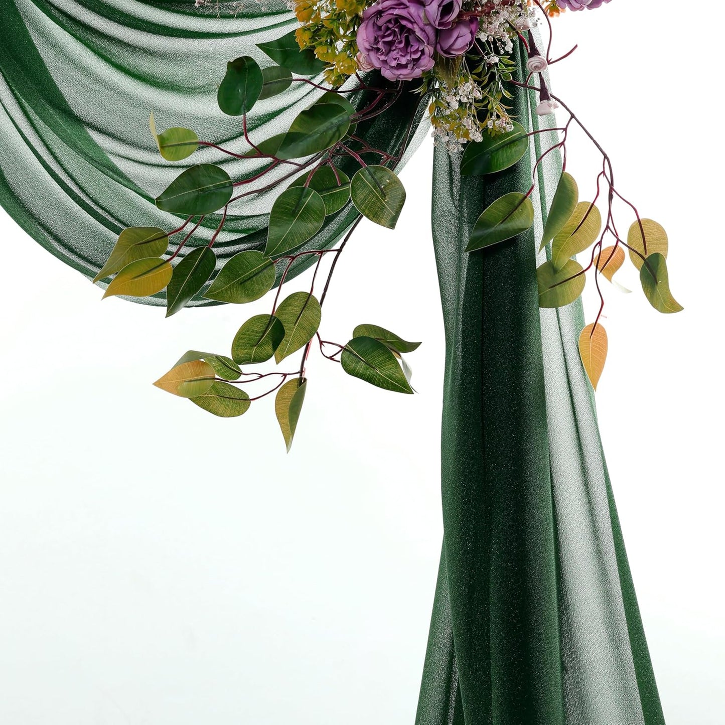 VDS Pack of 1 Panel (30 Inch X 50 Feet) Wedding Arch Draping Fabric Sheer Chiffon Fabric Drapery for Wedding Ceremony Reception Swag Backdrop Canopy Chuppah ARBO Altars Decoration (Hunter Green)