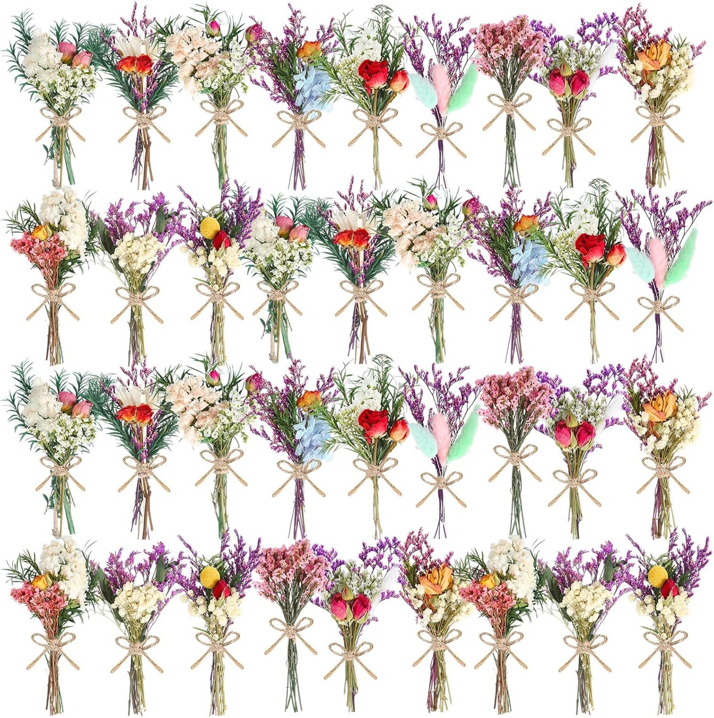 10/12/24/36 Pack Mini Dried Flowers for Vase Wedding Various Mini Bouquet Dried Small Wildflowers Natural Flowers Bulk for Crafts DIY Decor (36, Romantic Colour)