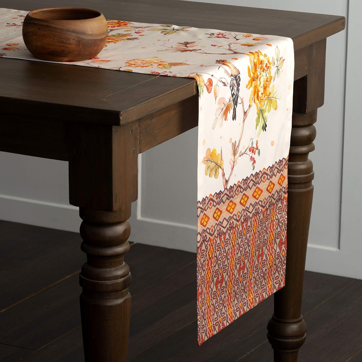 Maison d' Hermine Table Runner 100% Cotton Single Layer Table Runners 48 inches Long for Thanksgiving Christmas Decorations Home Kitchen Dining Party Wedding (Kelim - Prairie, 14.5" x 48")