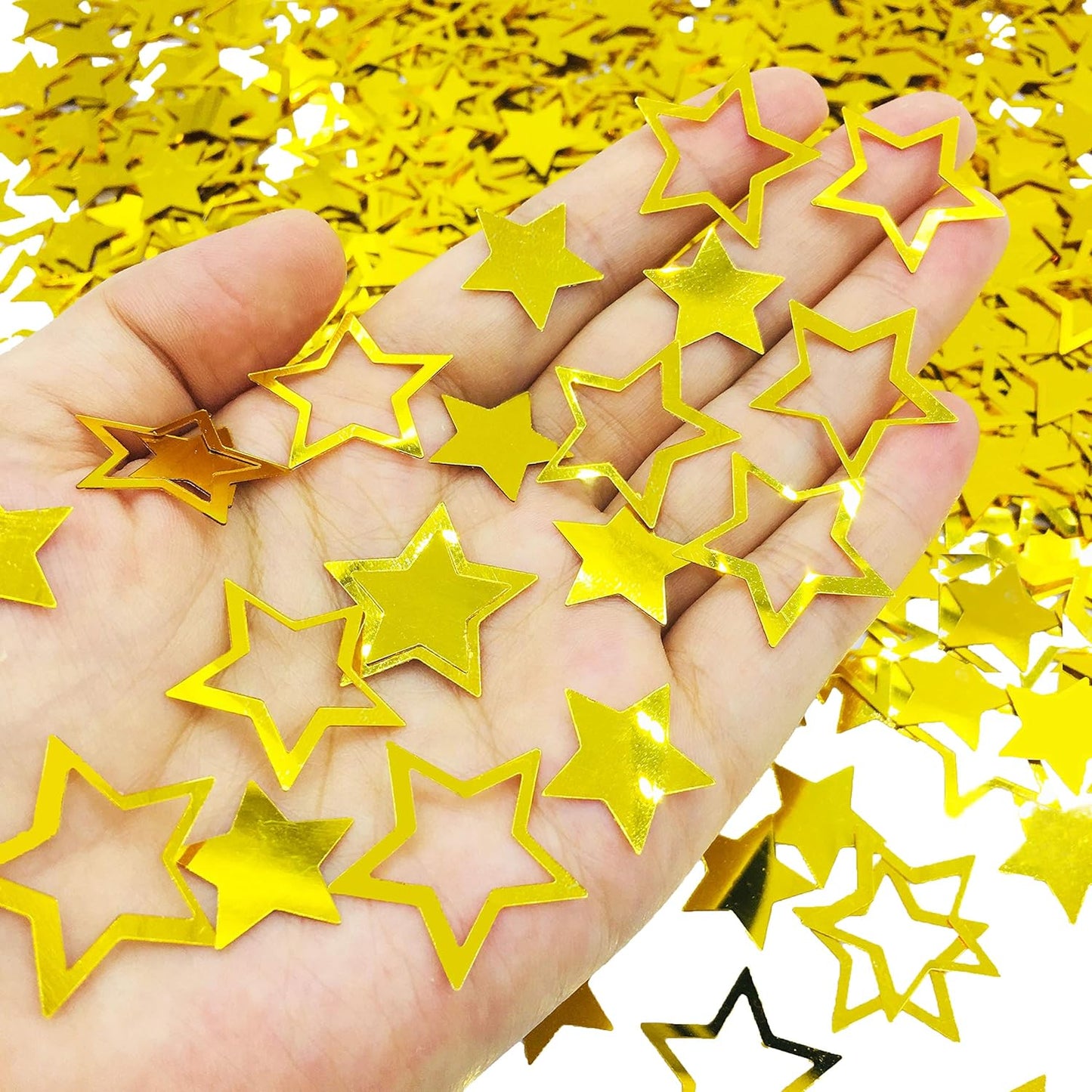 Confetti Star Metallic Foil Confetti Sprinkles for Wedding/Birthday/Festival Party Decorations 1.5OZ(Gold, 24mm&18mm)