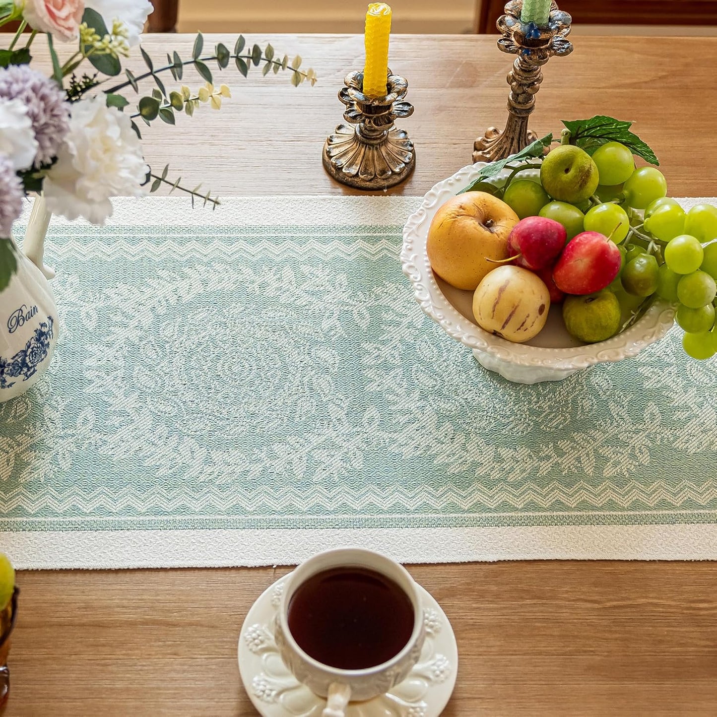 Table Runner 48 Inches Long,Waterproof Boho Table Runner with Tassel Fringe,Table Runners for Party Coffee Table