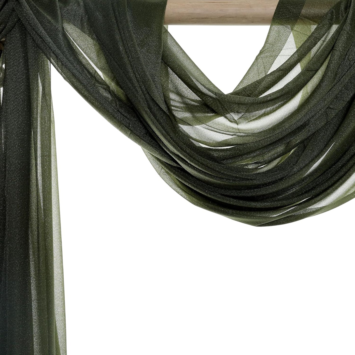 VDS Pack of 2 Panel (30 Inch X 20 Feet) Wedding Arch Draping Fabric Sheer Chiffon Fabric Drapery for Wedding Ceremony Reception Swag Backdrop Canopy Chuppah ARBO Altars Decoration (Olive)