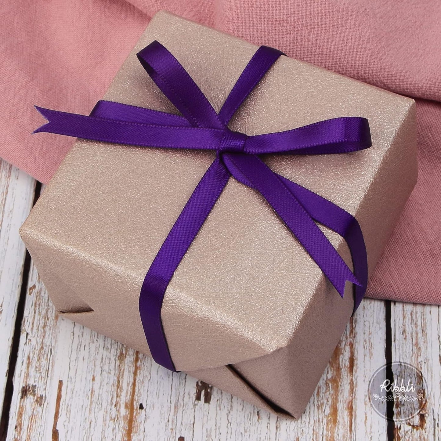 Ribbli Purple Double Faced Satin Ribbon,1/4” x Continuous 25 Yards,Use for Craft Bows Bouquet, Gift Wrapping, Wedding Decoration, Floral Arrangement