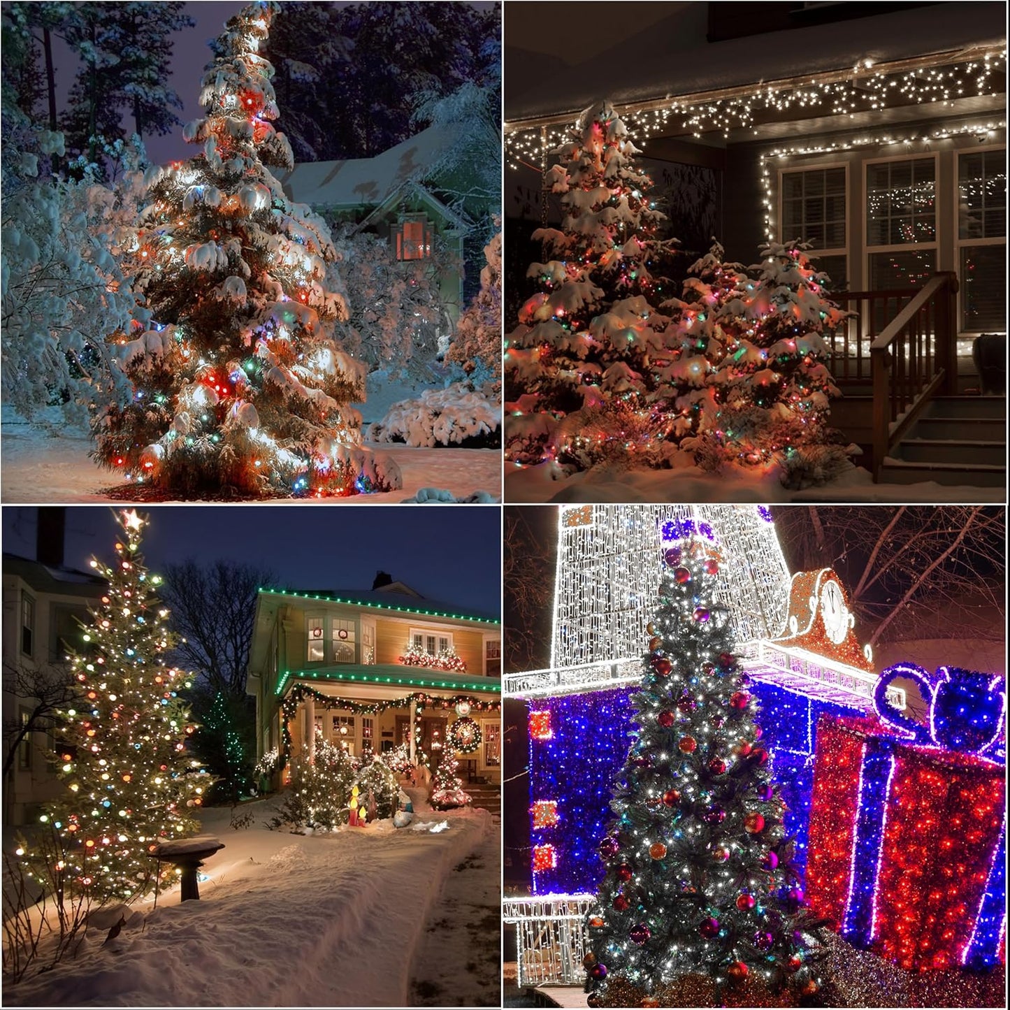 LAMPHOME 66ft Christmas Decorative Mini Lights, 200 LED Transparent Wire Fairy Starry String Lights Plug in, 12 Lighting Modes for Outdoor Xmas Tree Wedding Party Decoration (White and Multicolor)