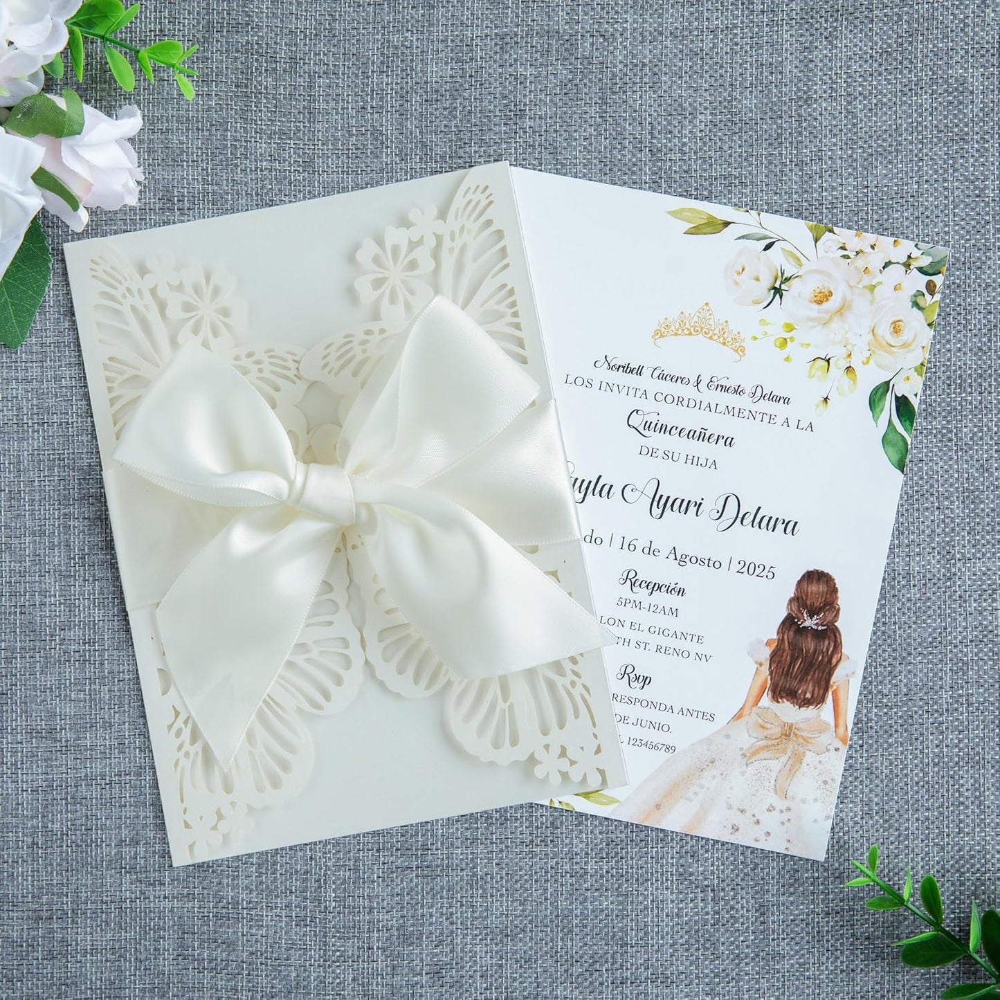 20 PCS 5.12x7.2 Butterfly Quinceanera Invitation, Laser Cut Wedding Invitation Cards with Envelopes for XV Anos Bridal Shower Baby Shower Invite (Ivory)