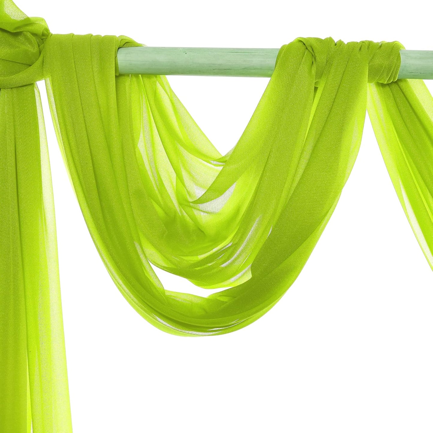 VDS Pack of 2 Panel (30 Inch X 40 Feet) Wedding Arch Draping Fabric Sheer Chiffon Fabric Drapery for Wedding Ceremony Reception Swag Backdrop Canopy Chuppah ARBO Altars Decoration (Parrot Green)