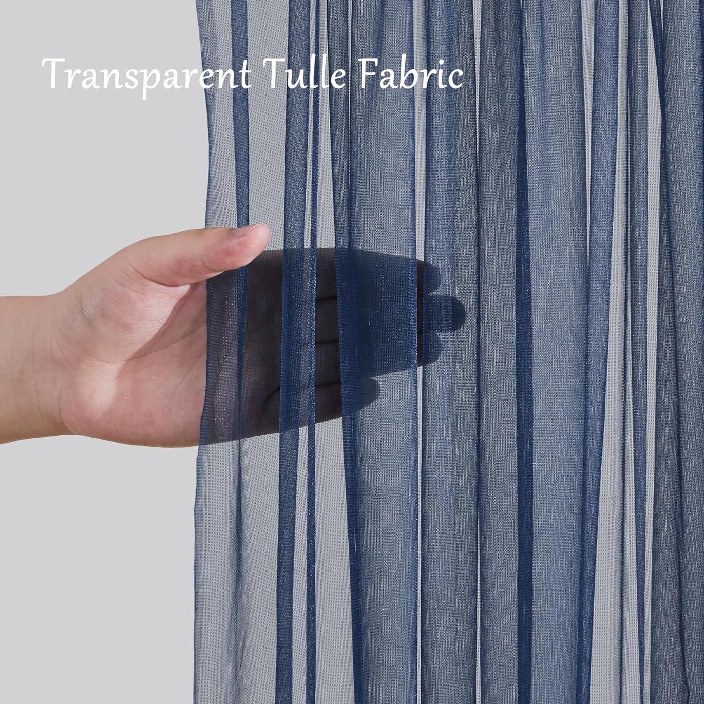 20ft X 10ft Navy Blue Tulle Backdrop Curtain for Parites, Sheer Backdrop Curtains Fabric Drapes for Wedding Ceremony Arch Party Stage Decorations