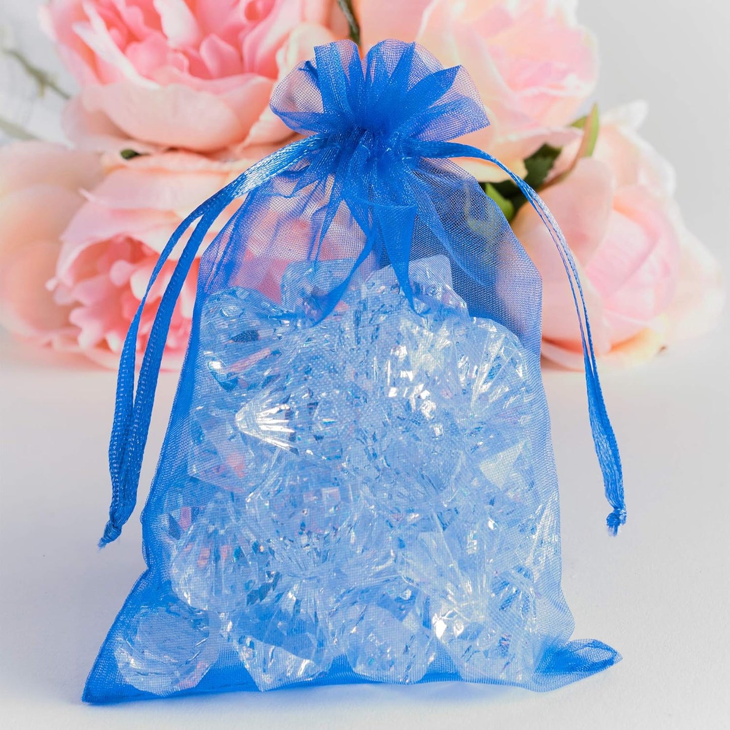 Super Z Outlet 100 Pack 4x6 Inch Mini Sheer Drawstring Organza Transparent Bags Jewelry Sack Pouches for Wedding, Party Decorations, Arts & Crafts Gifts (Royal Blue)