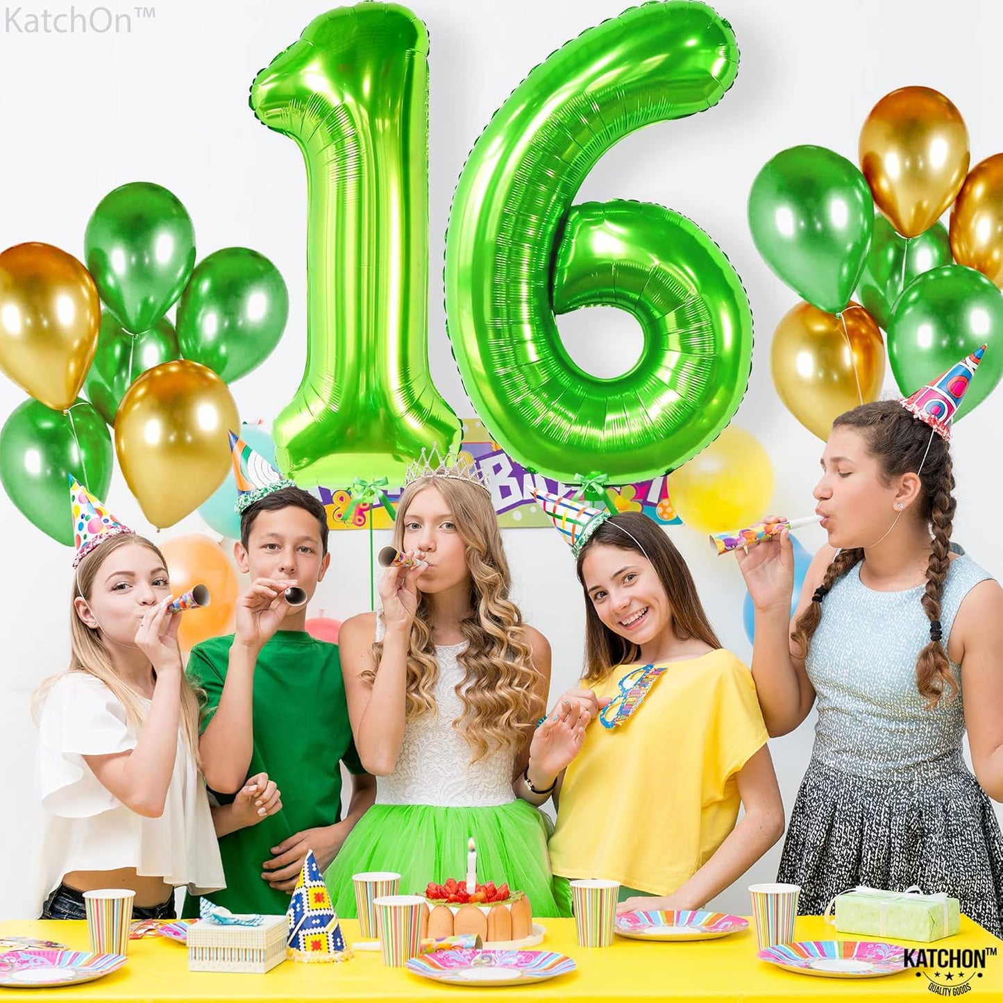 KatchOn Light Green Number 16 Balloon - Giant 40 Inch | 16th Birthday Decorations | Sweet 16 Balloons for Boys