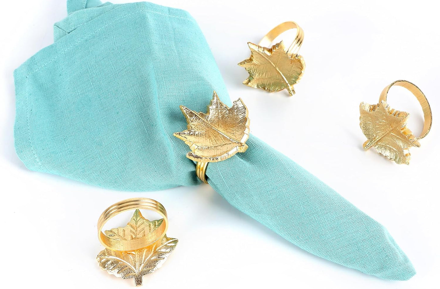 Set of 12 Gold Maple Leaf Napkin Rings - 2 Inch Lightweight Metal Napkin Holders, Elegant Table Décor for Wedding, Holiday, Thanksgiving, Christmas & Special Occasions - ALPHA Living HOME