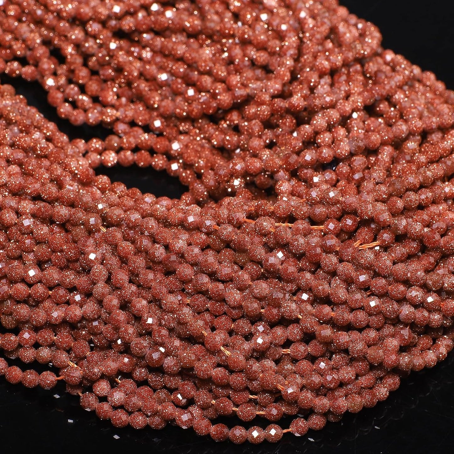 Song Xi 120pcs 3mm Natural Golden Sandstone Gemstone Beads Faceted Round Loose Stone Beads for Jewelry Making