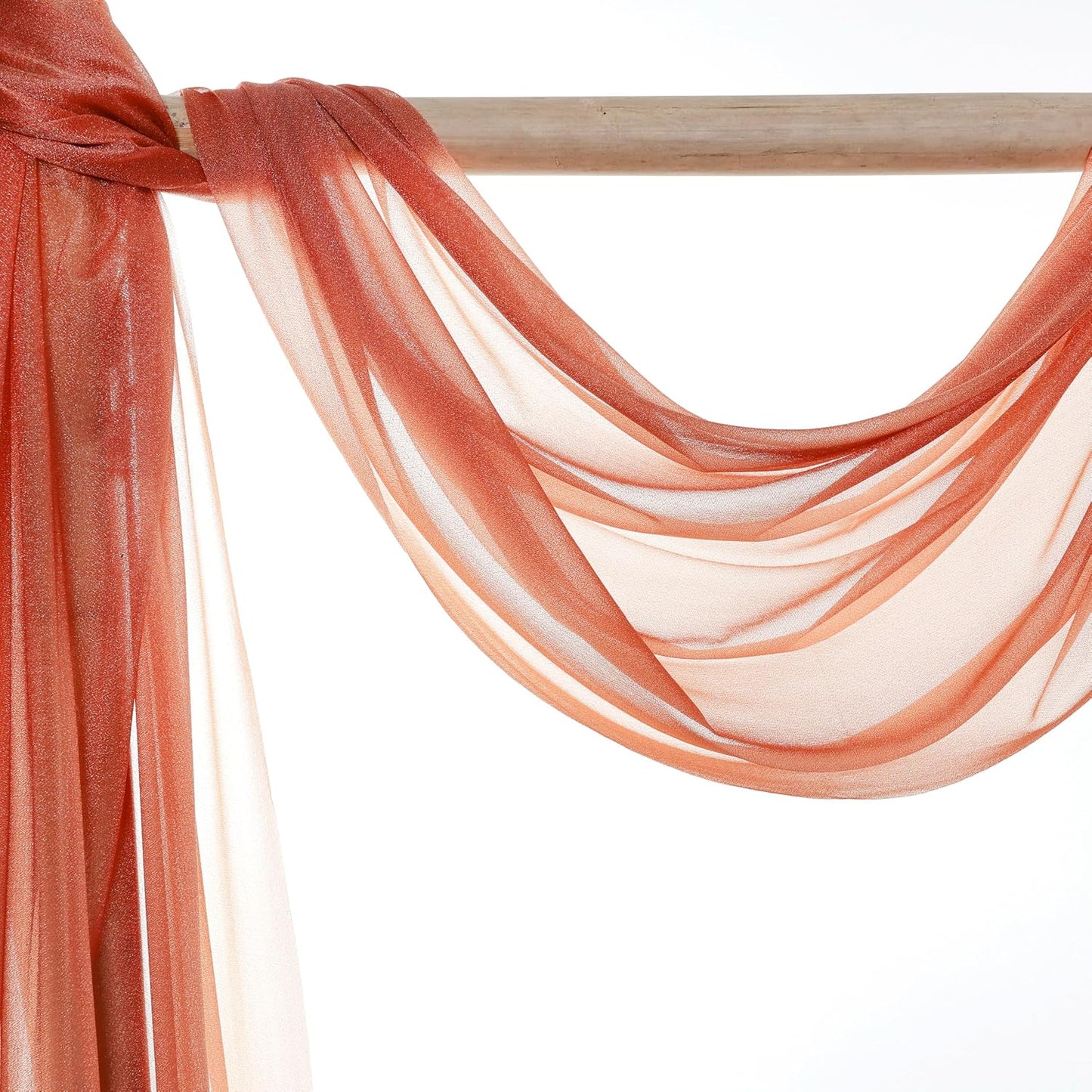 VDS Pack of 1 Panel (30 Inch X 30 Feet) Wedding Arch Draping Fabric Sheer Chiffon Fabric Drapery for Wedding Ceremony Reception Swag Backdrop Canopy Chuppah ARBO Altars Decoration (Terracotta)
