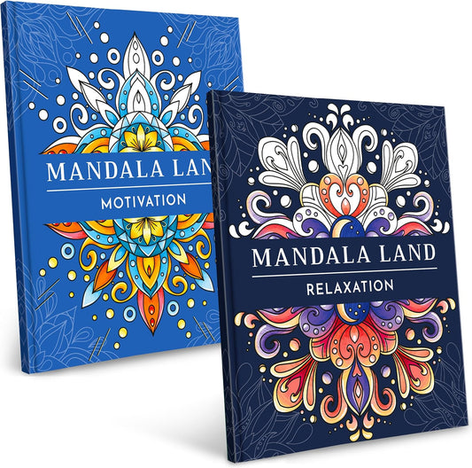 RYVE Mandala Coloring Book for Adults (2 Pack) – 60 Unique Mandalas for Relaxation, Anxiety & Stress Relief – Mindfulness Adult Coloring Book for Women & Men, Inspirational Gifts for Women