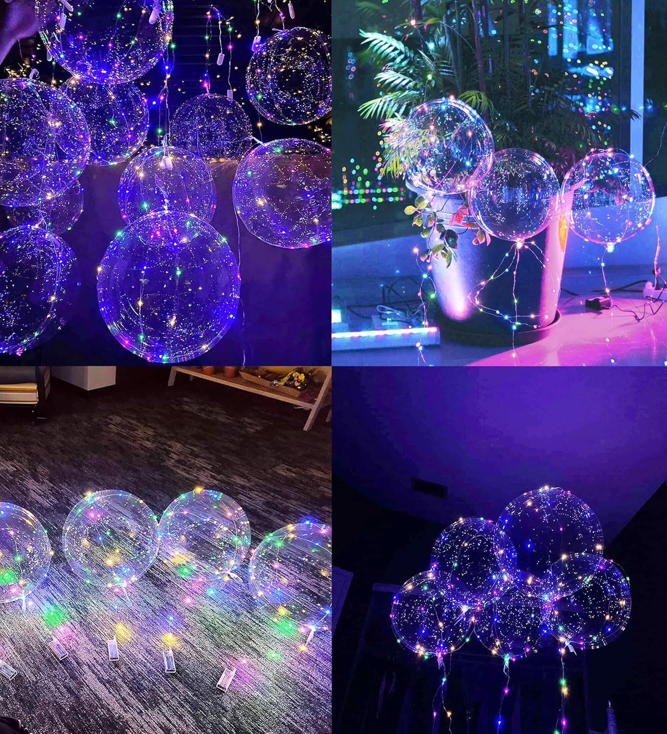LED Balloons 10 Pack, Light Up Balloons 20 Inches Clear Helium Bobo Balloon, Glow Bubble Balloons with String Lights for Valentines Day Halloween Christmas Wedding Birthday Party Decoration