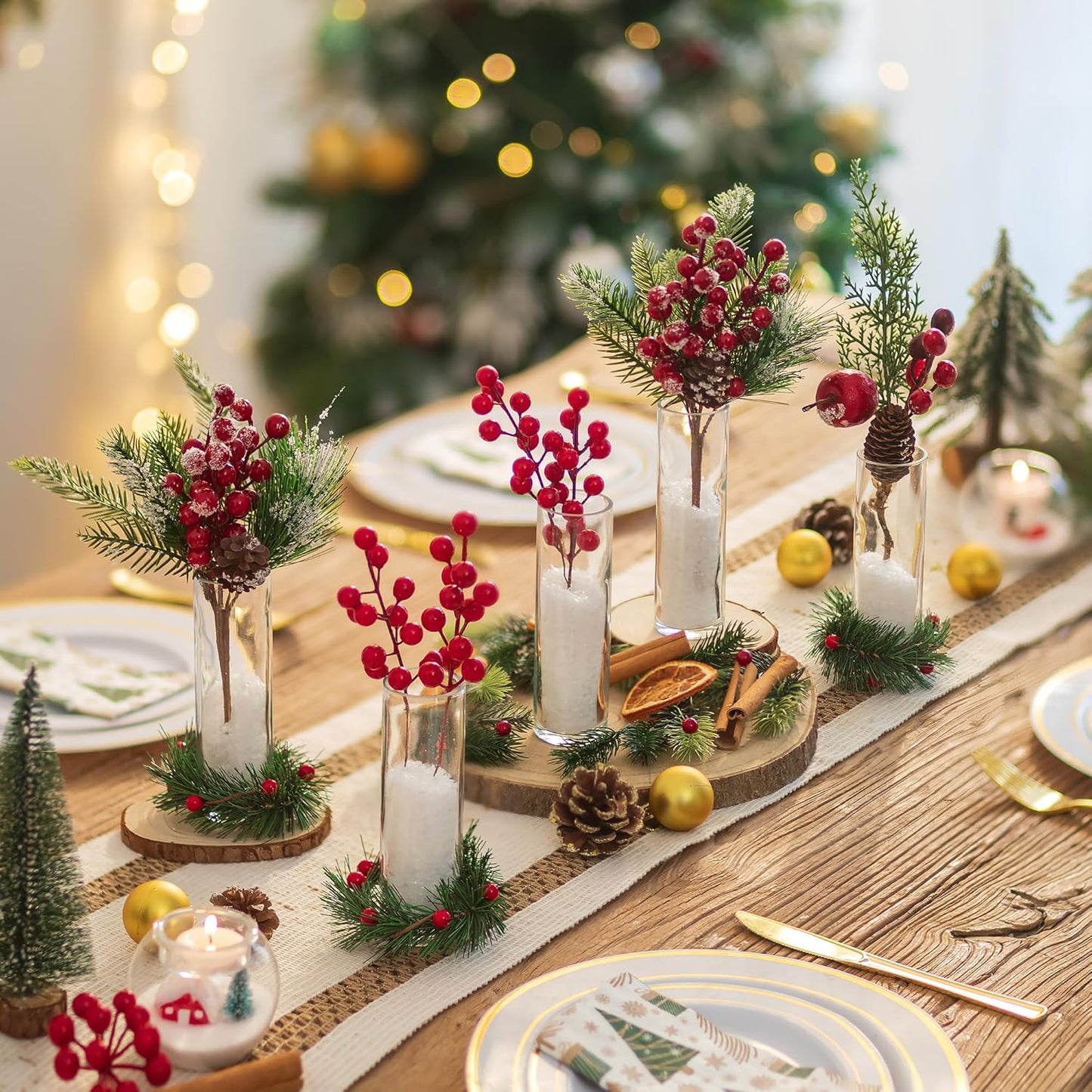 Hewory Cylinder Glass Bud Vases: Set of 12 Small Clear Skinny Single Flower Vase for Centerpieces - Minimalist Bulk Vases for Wedding Birthday Bridal Shower Party Events Table Decor, 5.91"(H)×1.8"(D)