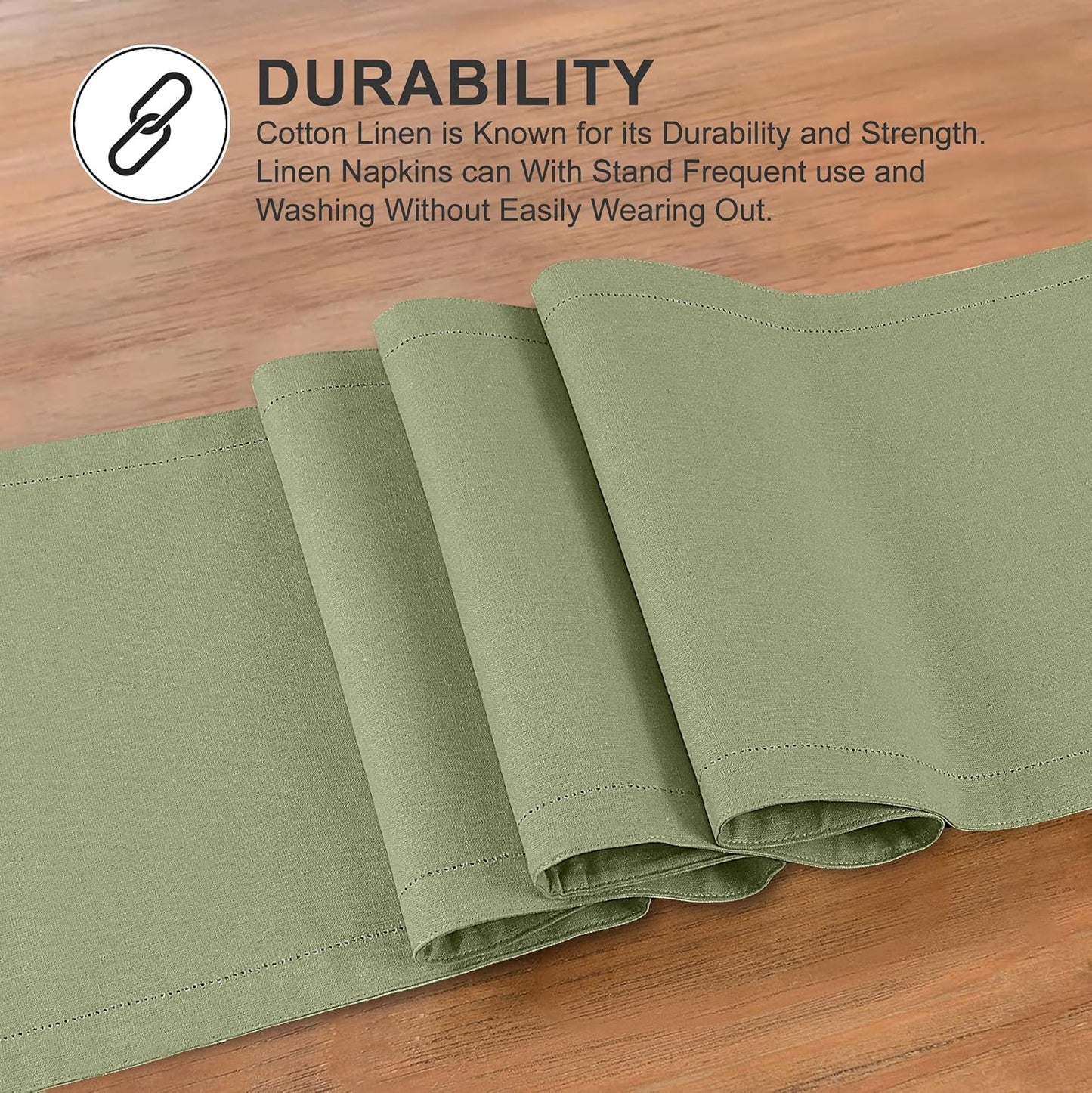 Ruvanti Linen Table Runner 108 Inches, Classic Hemstitch, Washable, Reusable, Non-Slipping, Stain Resistant- Perfect for Parties, Weddings, Dinners, Thanksgiving, Christmas, Indoor use – Olive