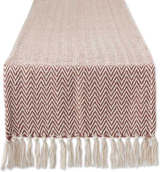 DII Woven Basic Tabletop Collection Chevron Table Runner, 15x108, Cinnamon
