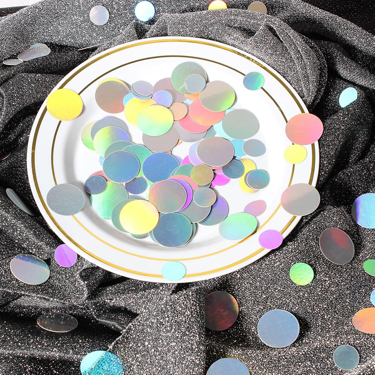 400PC Circle Dots Iridescent Confetti for Birthday Decorations Round Table Scatter for Wedding Baby Shower Bachelorette Bridal Shower Party Supplies
