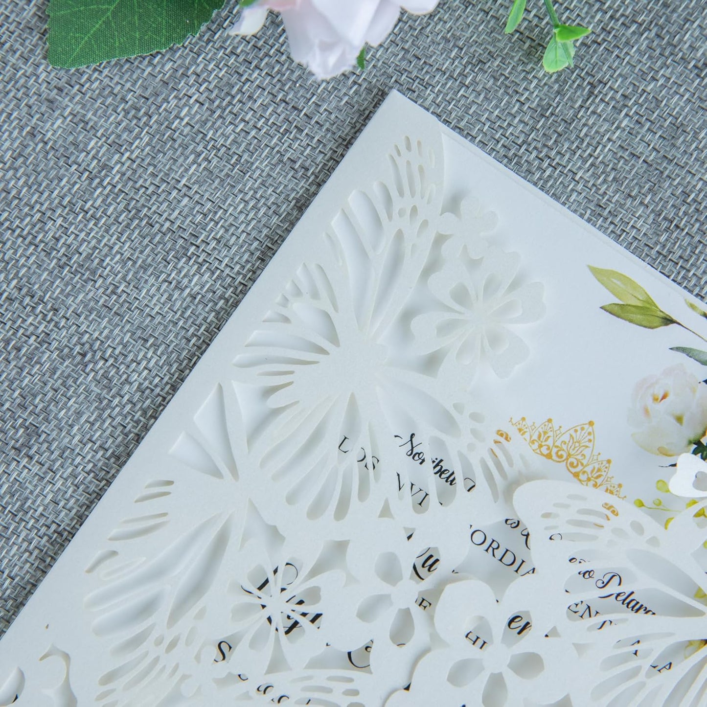 20 PCS 5.12x7.2 Butterfly Quinceanera Invitation, Laser Cut Wedding Invitation Cards with Envelopes for XV Anos Bridal Shower Baby Shower Invite (Ivory)