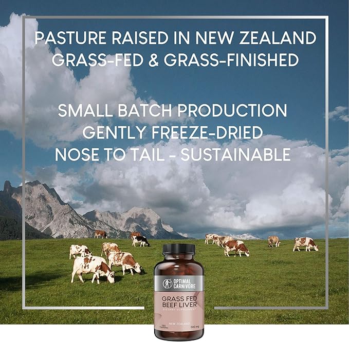 Grass Fed Beef Liver Capsules, Freeze Dried in Convenient Pills, 180 Capsules, Desiccated Supplement