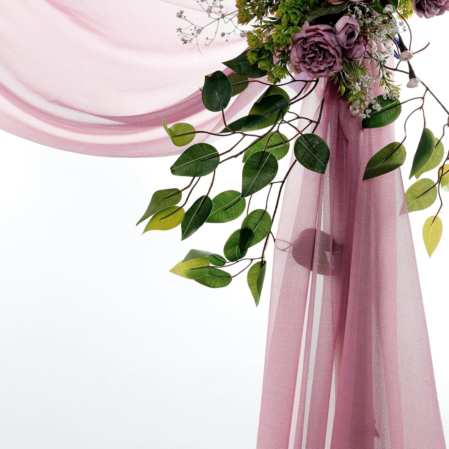 VDS Pack of 1 Panel (30 Inch X 40 Feet) Wedding Arch Draping Fabric Sheer Chiffon Fabric Drapery for Wedding Ceremony Reception Swag Backdrop Canopy Chuppah ARBO Altars Decoration (Mauva)