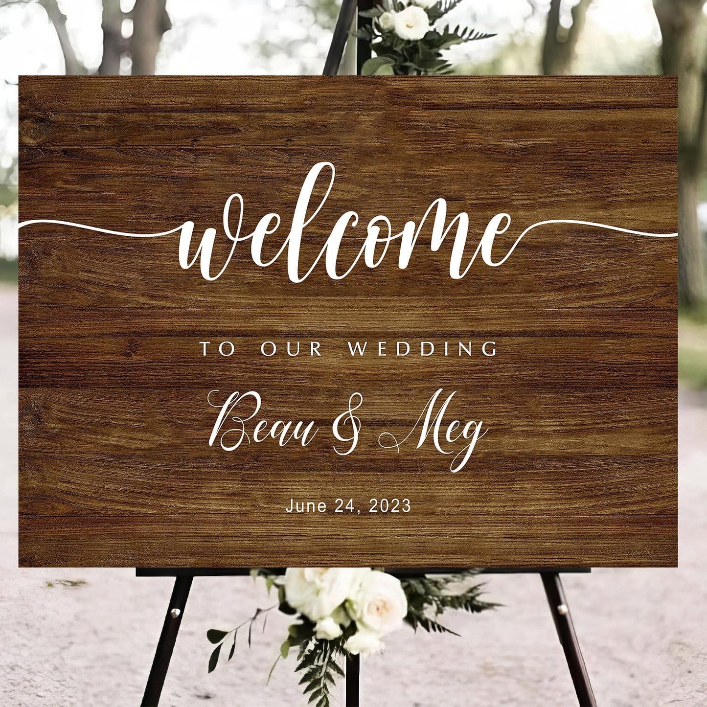 Generic Rustic Wedding Sign, 12x18 inches, Plastic, Weatherproof & Fade-Resistant, Customizable