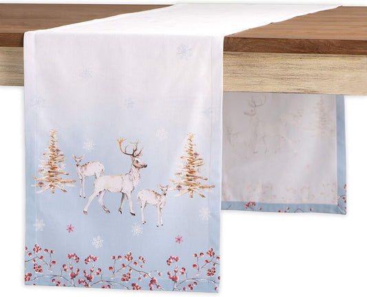 Maison d' Hermine Table Runner 100% Cotton Single Layer Table Runners 60 inches Long for Thanksgiving Christmas Decorations Home Kitchen Dining Party Wedding (Fairy Tale Forest, 14.5" x 60")