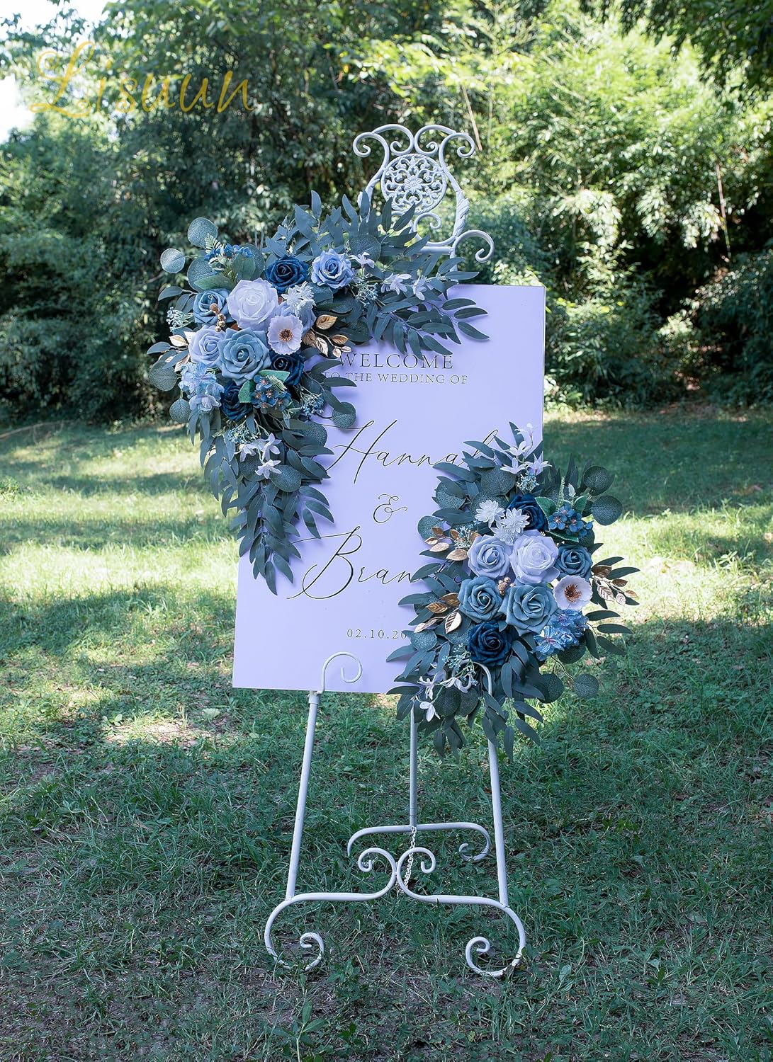 Wedding Arch Flowers, Artificial Flowers for Reception Backdrop and Welcome Ceremony Sign, Large Flower Swag for Dreamy Romantic Wedding Ceremony Floral Decor - Pack of 2