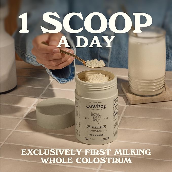 Powder - Bovine Colostrum Powder for Women & Men - First Day Milking Whole Colostrum - Grass Fed Colostrum Supplement for Gut Health, Immunity, Skin & Hair (Vanilla, 40 Servings)