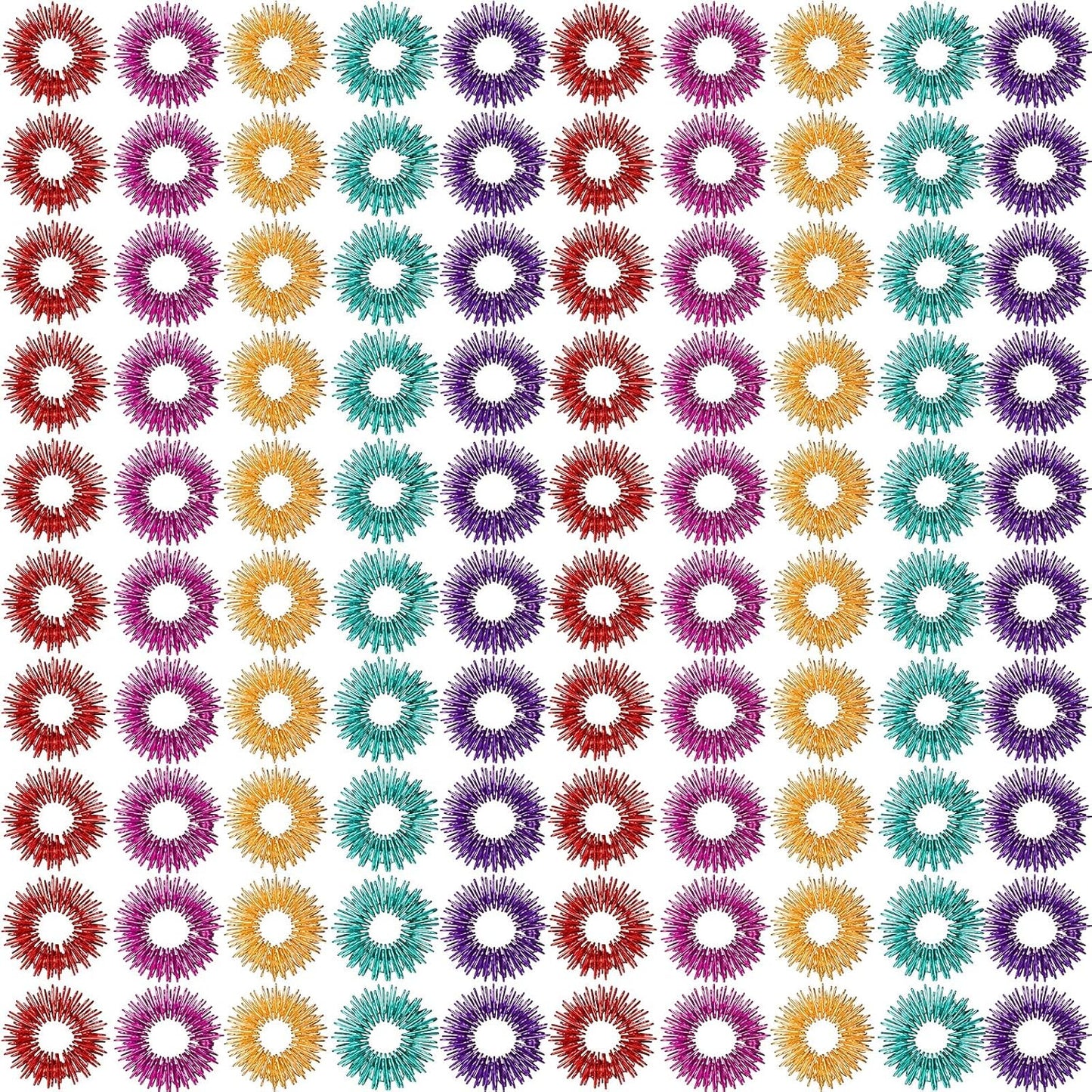 100 Pack Spiky Sensory Finger Rings, Acupressure Spiky Sensory Finger Rings for Adults, Silent Stress Reducer and Massager Fidget Ring for Anxiety for Men, Women(Bright Colors)