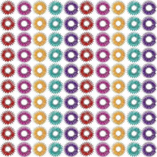 100 Pack Spiky Sensory Finger Rings, Acupressure Spiky Sensory Finger Rings for Adults, Silent Stress Reducer and Massager Fidget Ring for Anxiety for Men, Women(Bright Colors)