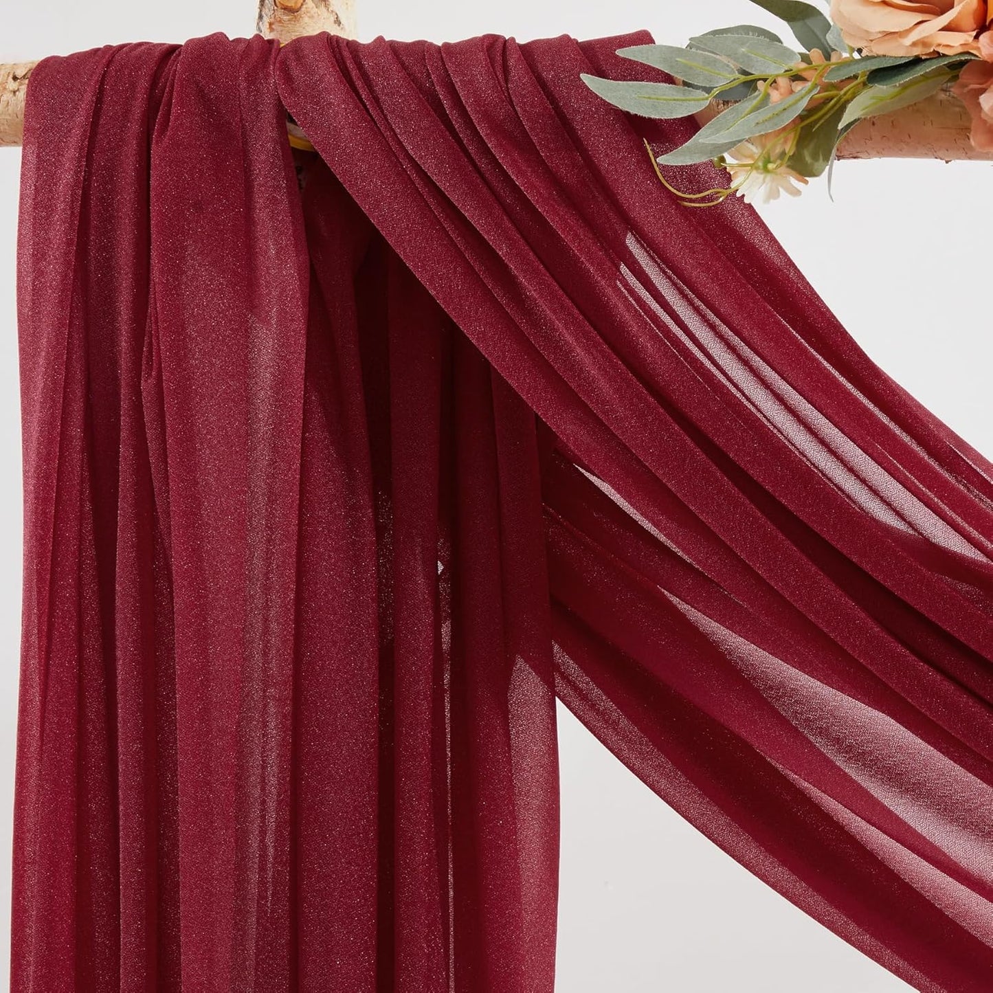Burgundy Wedding Arch Draping Fabric 1 Panel 30'' x 20FT Burgundy Drapes Sheer Fabric Backdrop Curtains for Wedding Ceremony Birthday Party Bridal Shower Decoration