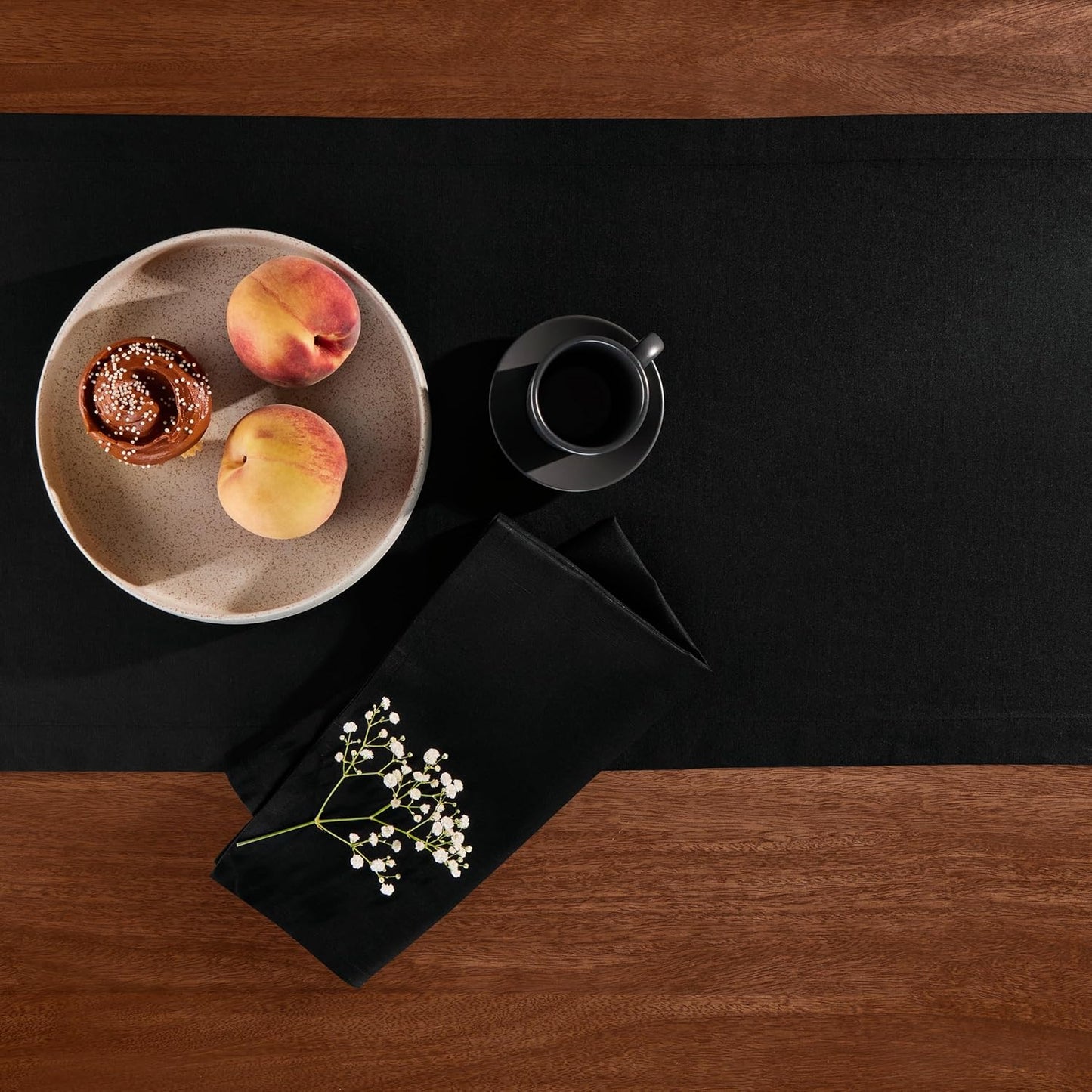 Cotton Linen Black Table Runner 72 Inches Long – Summer Dining Table Runner 14 x 72 Inch – Washable Fabric Farmhouse Table Runner for Wedding Decoration, Gift – Eva