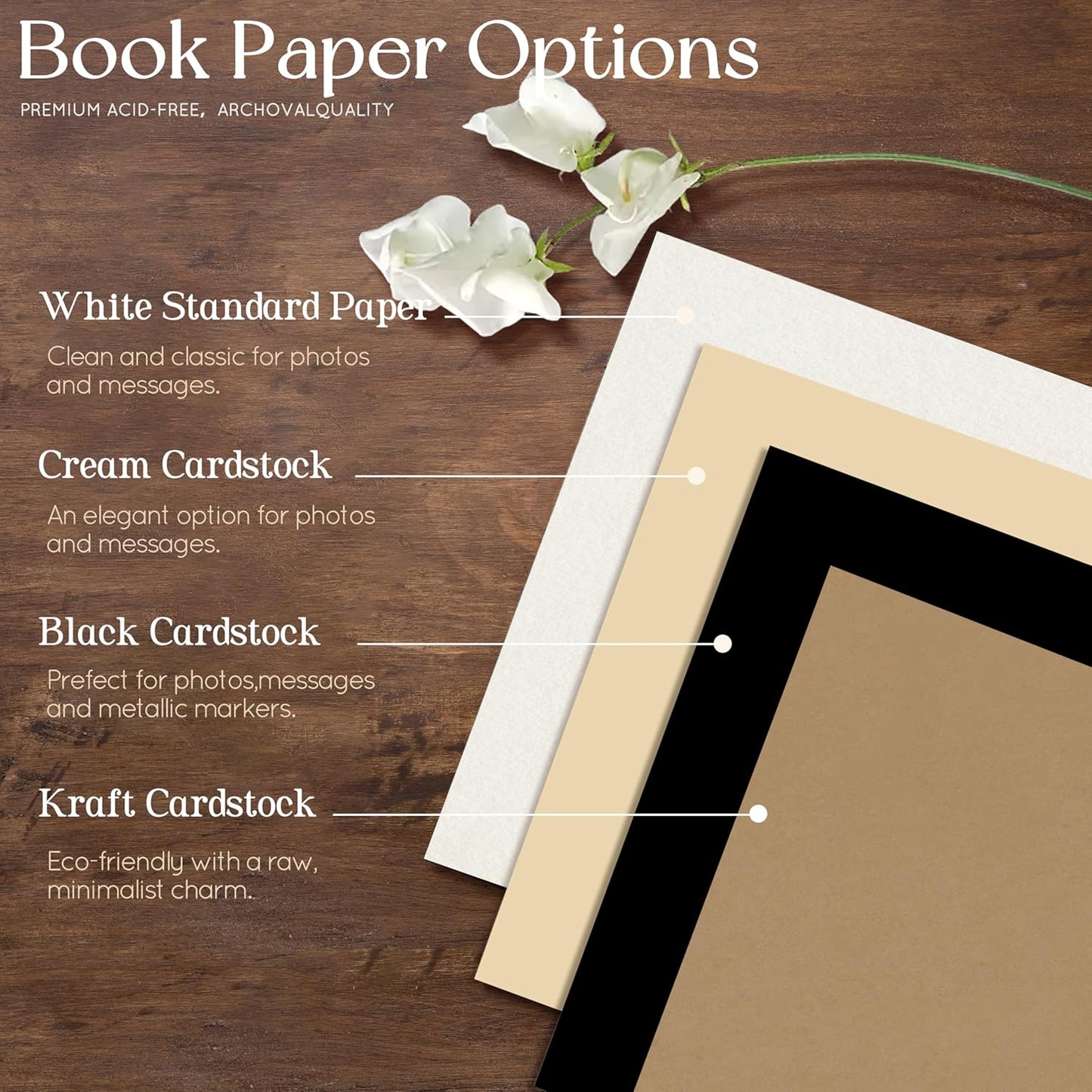 Customized Wooden Guest Book for Weddings, Funerals & Events - Personalized Keepsake Memory Book with Engraved Name & Design (A4-8.27×11.69inch)