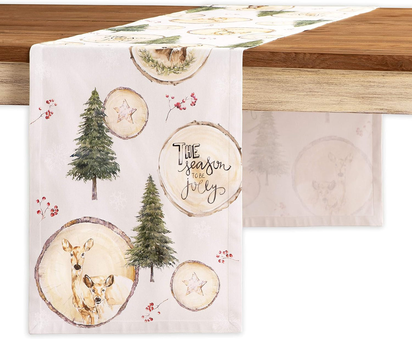 Maison d' Hermine Table Runner 100% Cotton Single Layer Table Runners 48 inches Long for Thanksgiving Christmas Decorations Home Kitchen Dining Party Wedding (Mountain Life, 14.5" x 48")