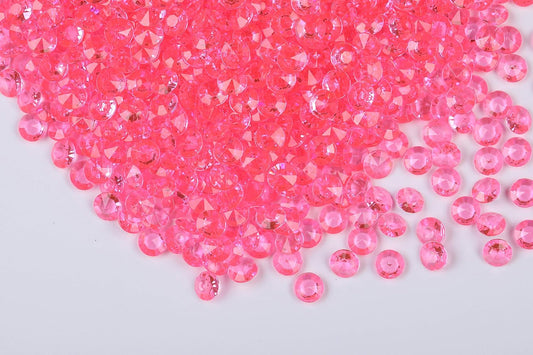 1000pcs/ Pack Wedding Table Acrylic Diamond Scatter Crystals Confetti Acrylic Gems Vase Fillers Rhinestones for Wedding, Bridal Shower, Vase Beads Decorations (12mm, Deep Pink)
