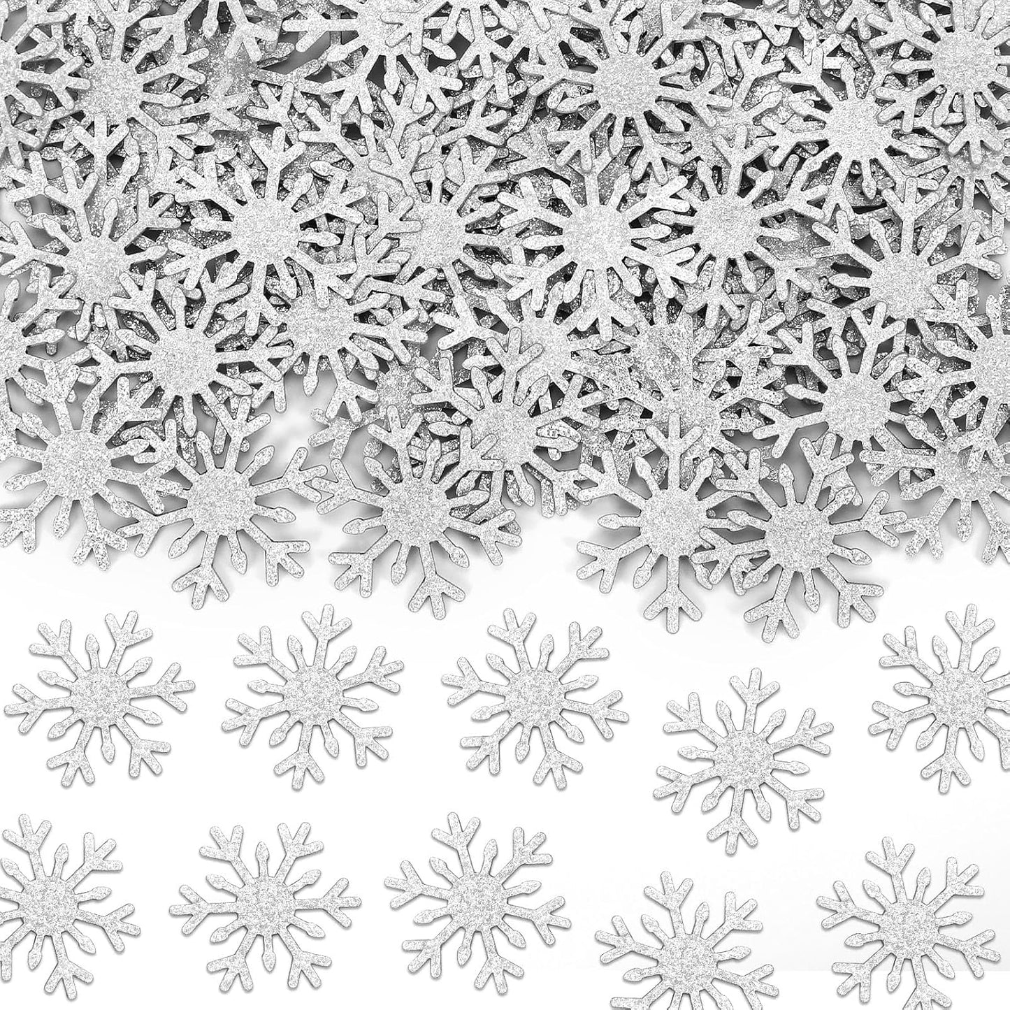 MARFOREVER Christmas Snowflake Glitter Confetti, Silver Snowflake Paper Confetti Snow Sprinkles Winter Wonderland Party Table Centerpiece for Wedding Supplies Christmas Party Decorations