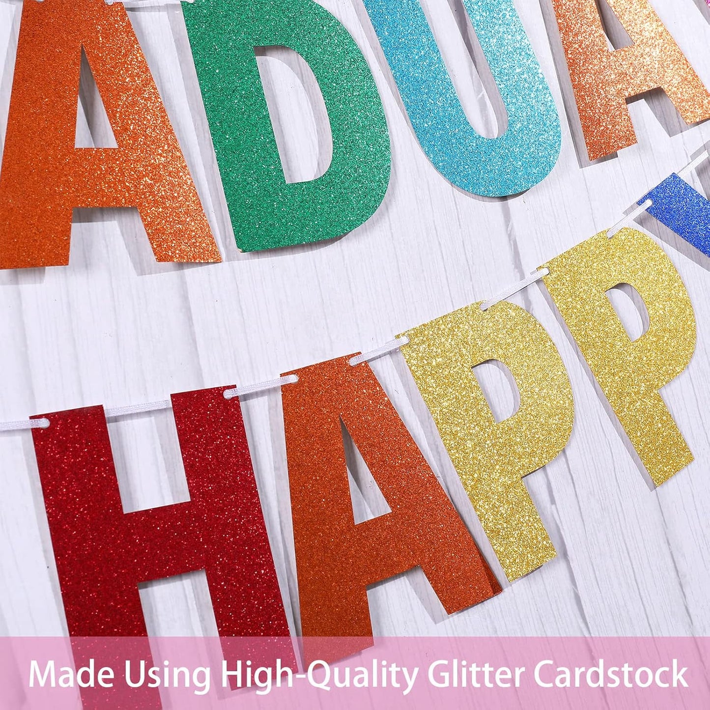 TaoBary 112 Pcs DIY Letter Custom Banner Glitter Customizable Banner Kit Including 107 Letters and Numbers 3 Rope for Valentine Birthday Party(Rainbow)