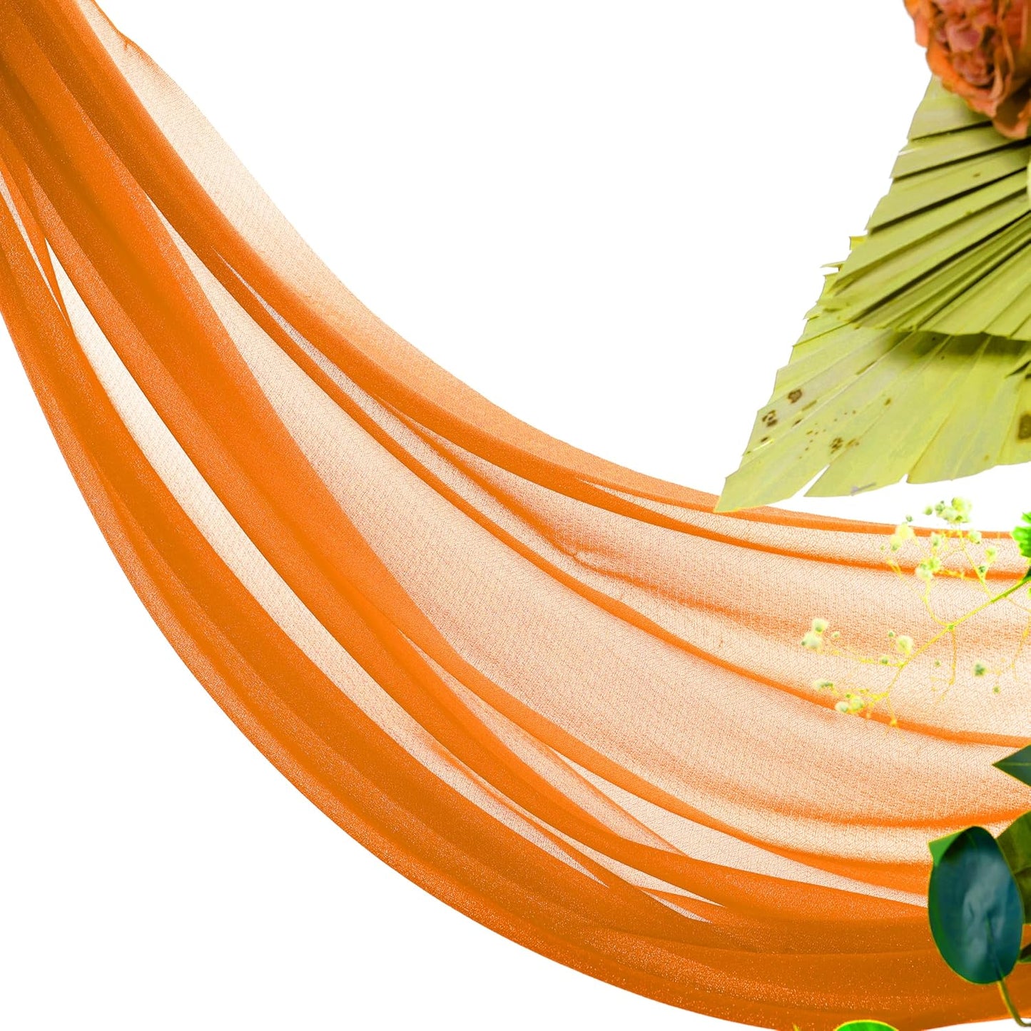 VDS Pack of 2 Panel (30 Inch X 40 Feet) Wedding Arch Draping Fabric Sheer Chiffon Fabric Drapery for Wedding Ceremony Reception Swag Backdrop Canopy Chuppah ARBO Altars Decoration (Orange)