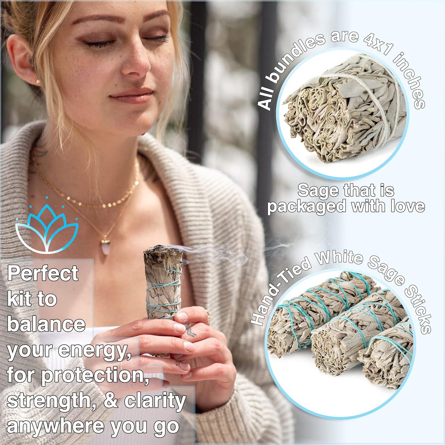 100 Wholesale White Sage Smudge Sticks for Cleansing, Purifying & Smudging