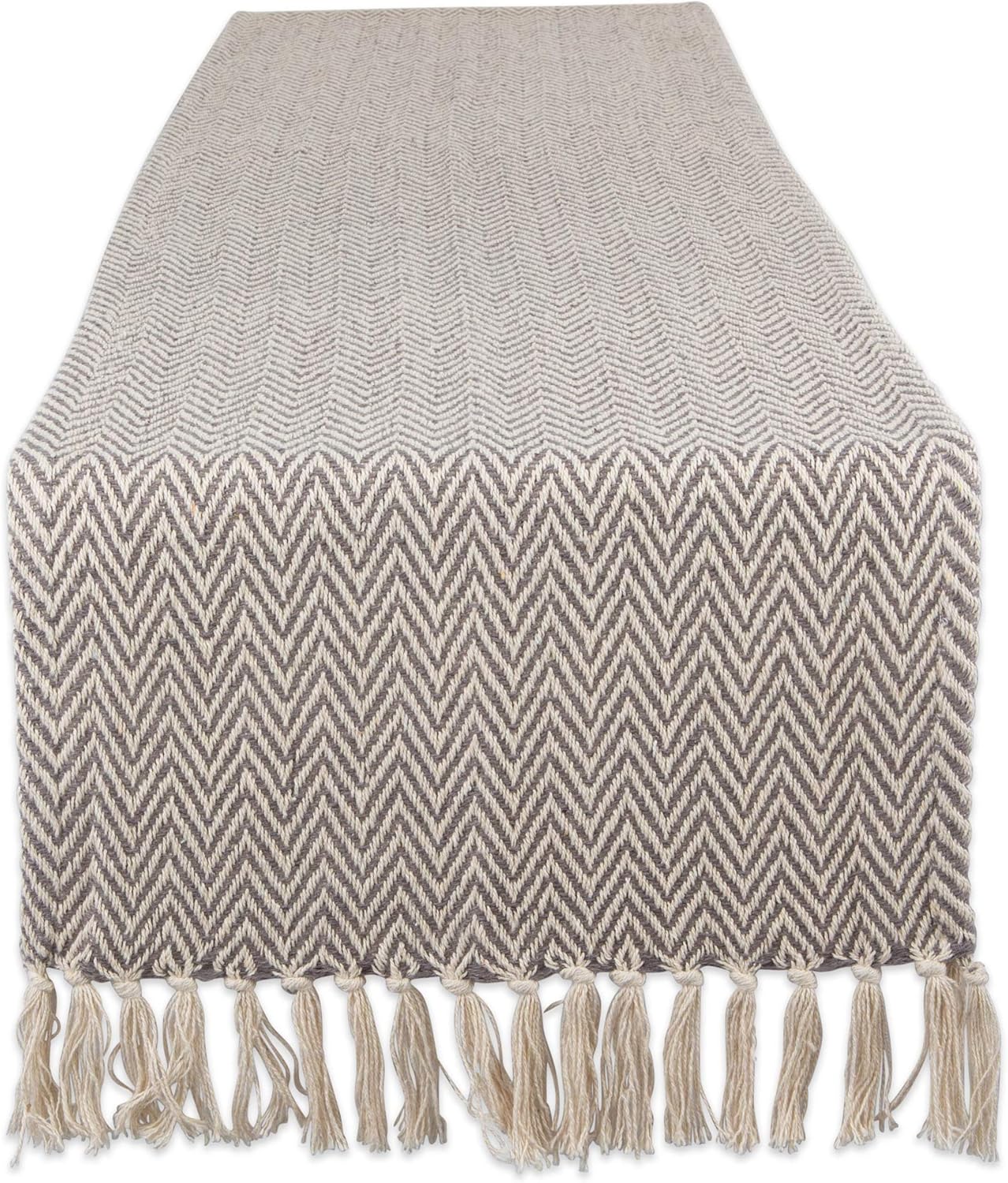 DII Woven Basic Tabletop Collection Chevron Table Runner, 15x72, Gray