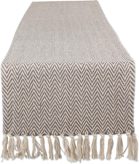DII Woven Basic Tabletop Collection Chevron Table Runner, 15x72, Gray